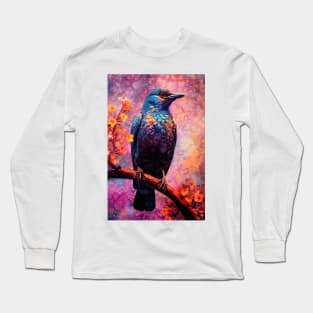 Starling bird painting colors art #starling Long Sleeve T-Shirt